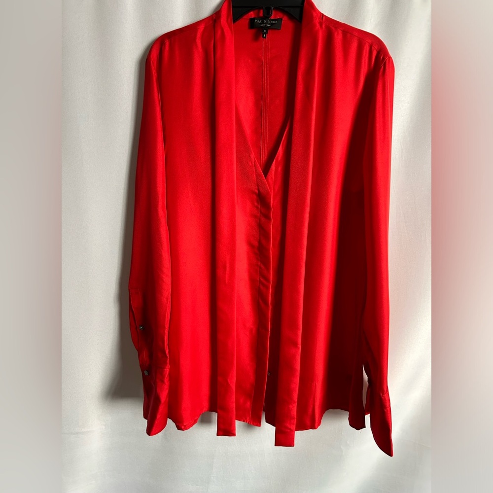 6 Rag & Bone red silk blouse LN
